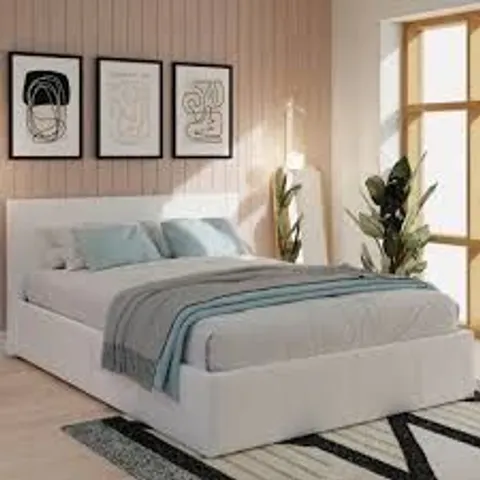 BOXED GFW SMALL DOUBLE WHITE END LIFT OTTOMAN BED (2 BOXES)