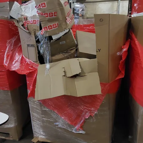 PALLET TO CONTAIN ASSORTED HOUSEHOLD ITEMS AND CONSUMER PRODUCTS. INCLUDING SAFETY GATE, BOXED FURNITURE ETC