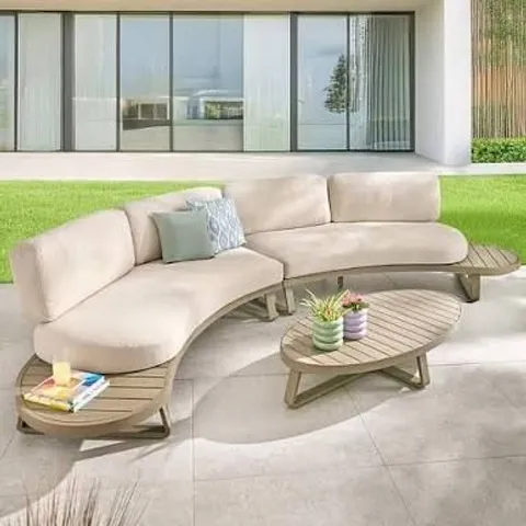BOXED PEBBLE OUTDOOR SOFA // SOFA ONLY, NO TABLE (2 BOXES)