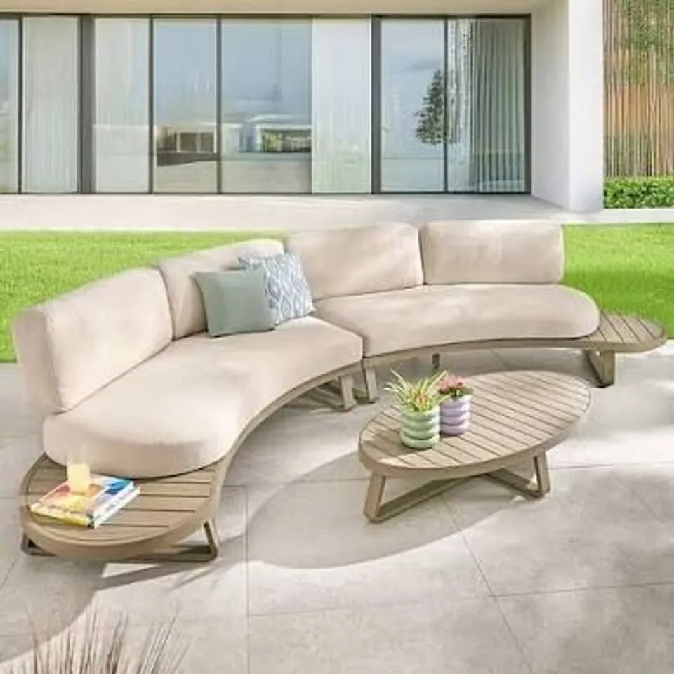 BOXED PEBBLE OUTDOOR SOFA // SOFA ONLY, NO TABLE (2 BOXES)