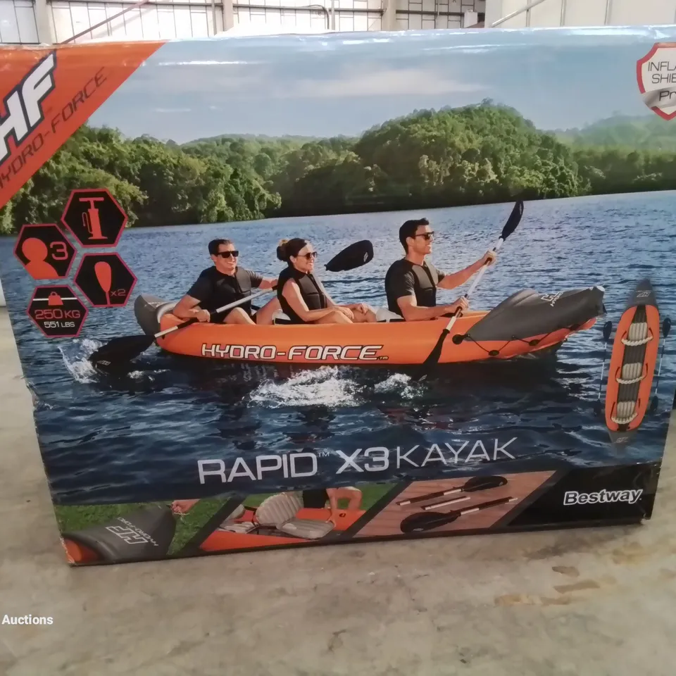 BOXED BESTWAY HYDRO FORCE RAPID X3 PERSON INFLATABLE KAYAK