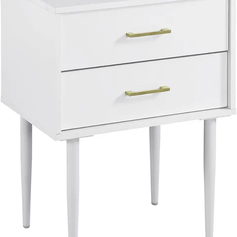 BRAND NEW BOXED WALKER EDISON OLIVIA TWO DRAWER NIGHTSTAND IN WHITE FINISH (1 BOX)