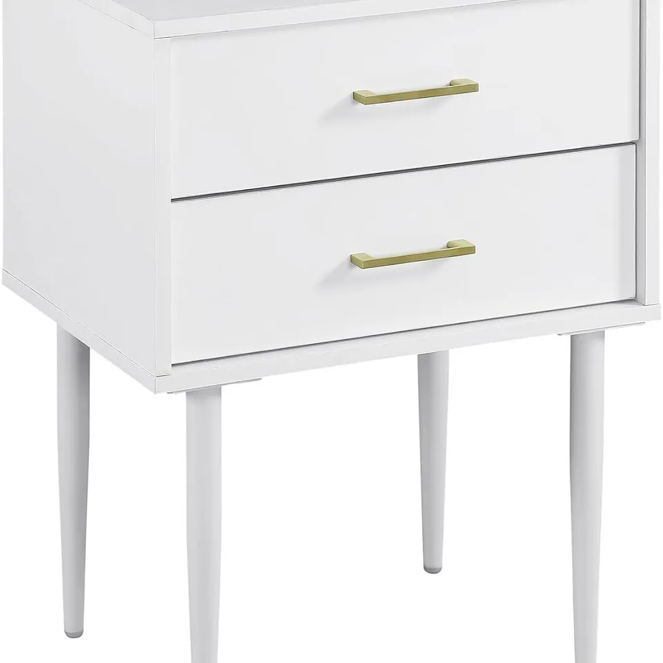 BRAND NEW BOXED WALKER EDISON OLIVIA TWO DRAWER NIGHTSTAND IN WHITE FINISH (1 BOX)