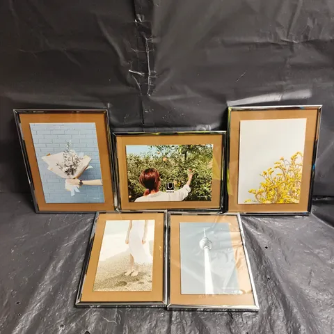 5 X ASSORTED METAL EDGED PICTURE FRAMES
