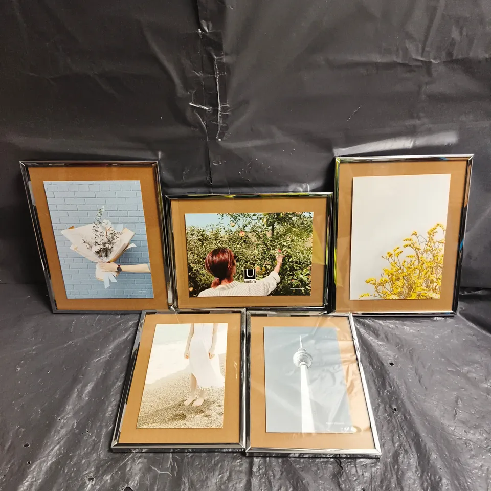 5 X ASSORTED METAL EDGED PICTURE FRAMES