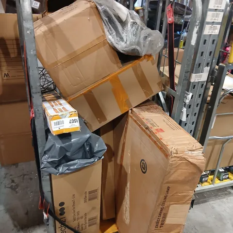 CAGE OF ASSORTED PRODUCTS TO INCLUDE; DRAWER DIVIDERS, THREE KINGS DECORATION AND CEILING LAMP