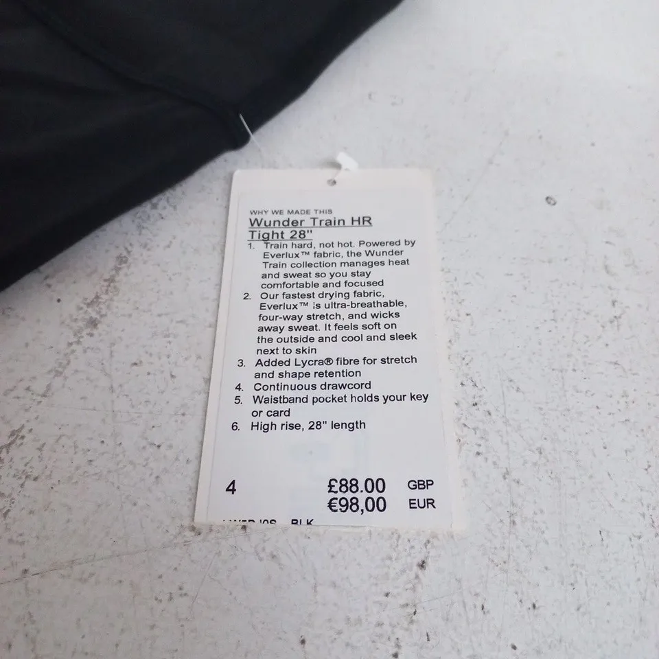 LULULEMON WUNDER TRAIN HR TIGHT – BLACK, UK 8 (US 4), 28IN LENGTH