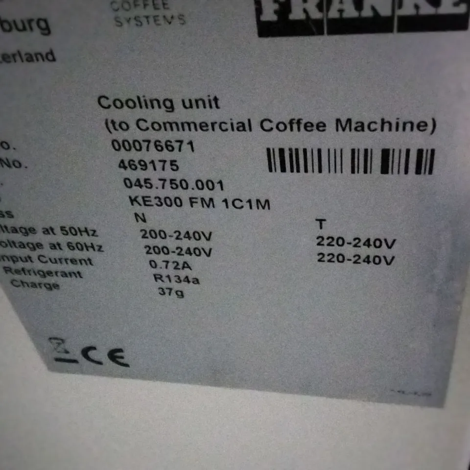 FRANKE COOLING UNIT FOR COMMERCIAL COFFEE MACHINE 