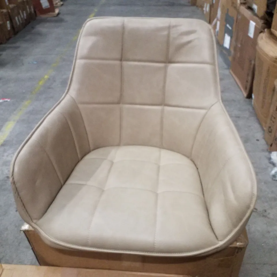 BOXED DANYL FAUX LEATHER SWIVEL DINING CHAIR - CREAM