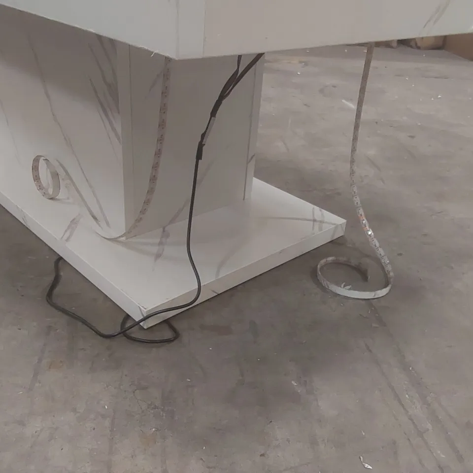 ALPENA HIGH GLOSS LED RECTANGLE COFFEE TABLE WITH OPEN STORAGE COLOUR: WHITE MARBLE EFFECT