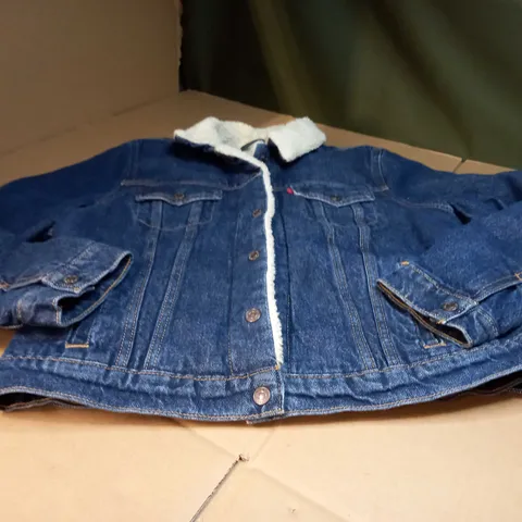 LEVIS BLUE DENIM/BORG LINED JACKET - XL