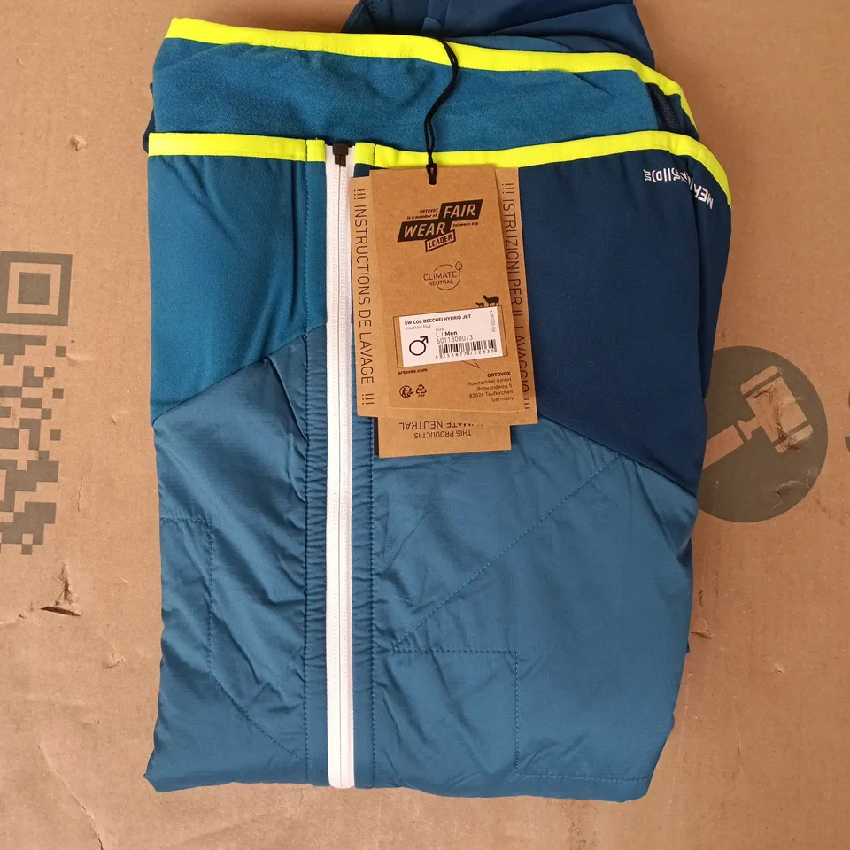 ORTOVOX SW COL BECCHEI HYBRID JACKET IN MOUNTAIN BLUE SIZE LARGE