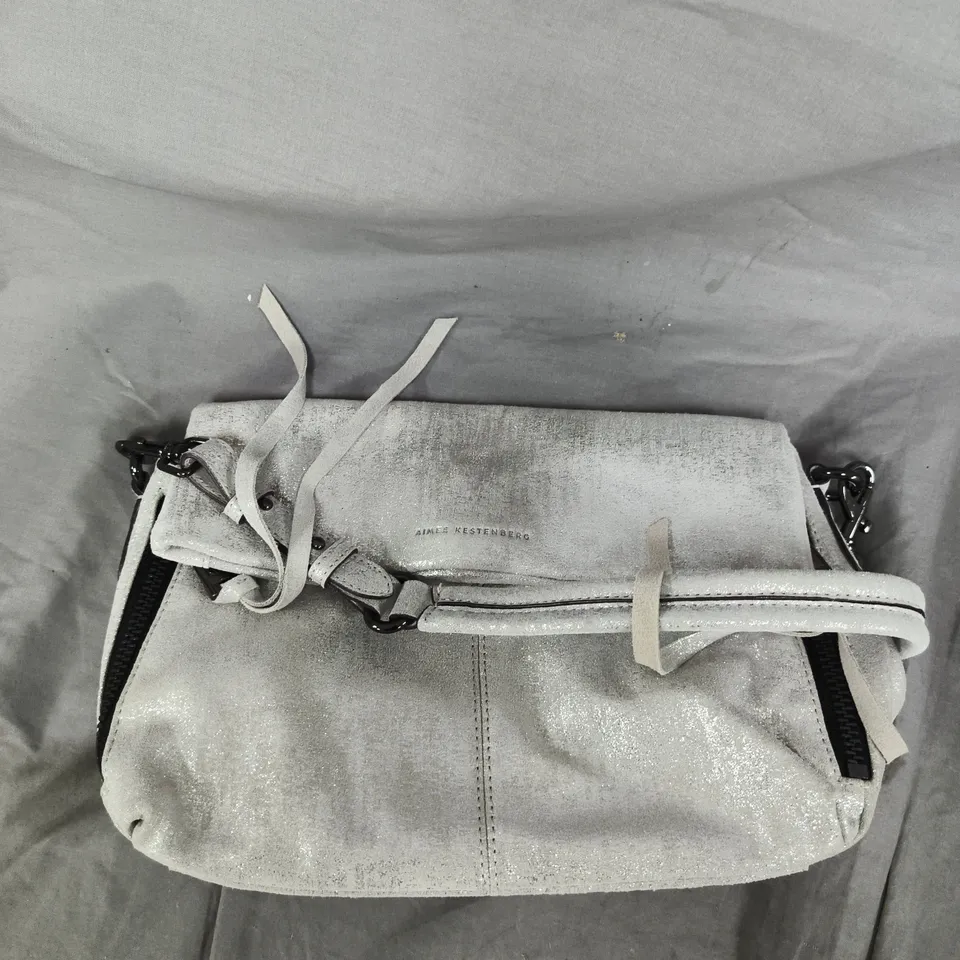 AIMEE KESTENBERG METALLIC LEATHER HANDBAG – SILVER 