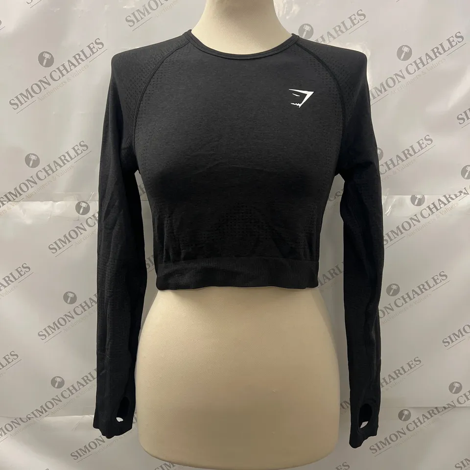 GYMSHARK LONG SLEEVED TRAINING TOP IN BLACK SIZE L