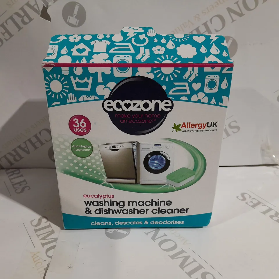 BOX OF ECOZONE EUCALYPTUS WASHING MACHINE & DISHWASHER CLEANER TABLETS