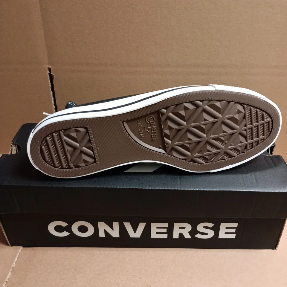 BOXED PAIR OF CONVERSE ALL STAR HI BLACK CANVAS TRAINERS – UK 6