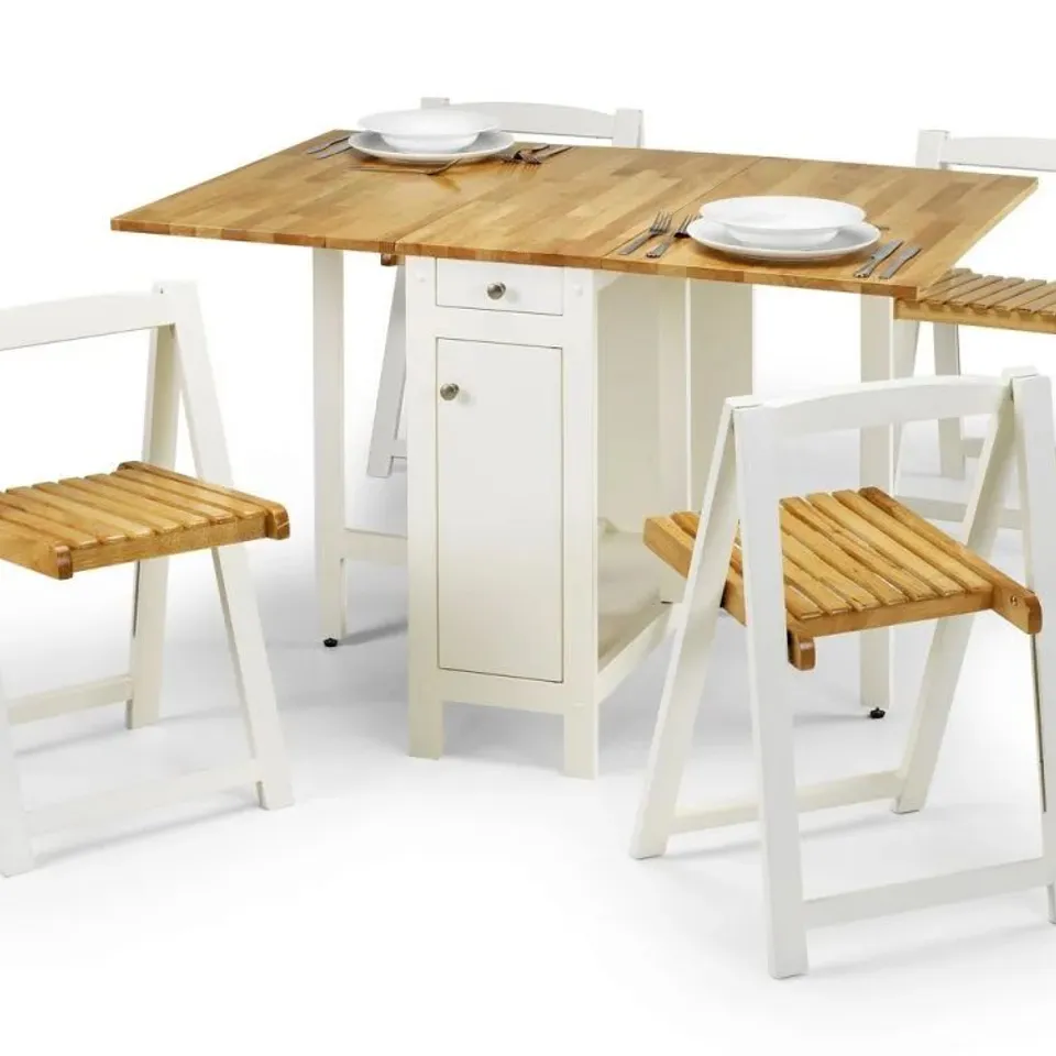 BOXED SAVOY DINING SET - WHITE / NATURAL FINISH (1 BOX)