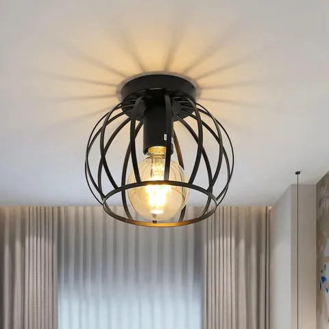 BOXED MILO LIGHTING CEILING LIGHT METAL CAGE 1 LIGHT BLACK