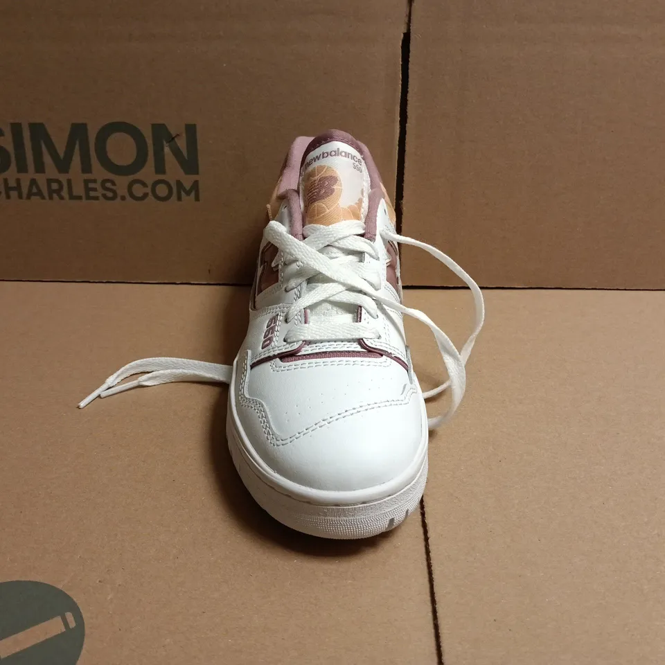PAIR OF NEW BALANCE 550 TRAINERS IN WHITE/PLUM SIZE UK 4