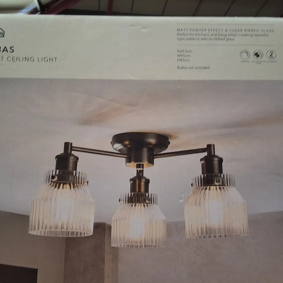 BOXED DUNELM TOBIAS 3-LIGHT CEILING LIGHT