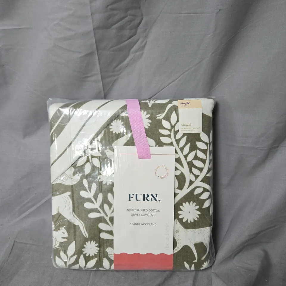 FURN. 100% BRUSHED COTTON DUVET COVER SET – SKANDI WOODLAND, SINGLE