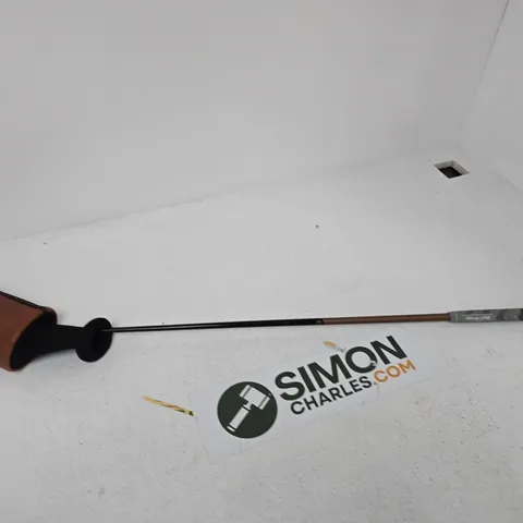 TAYLORMADE MINI DRIVER GOLF CLUB WITH BROWN LEATHER HEADCOVER