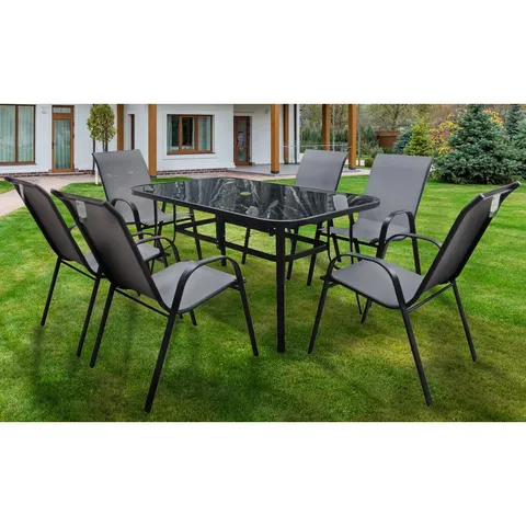 BOXED ALCANZA RECTANGULAR 6 - PERSON 150CM LONG DINING SET (3 BOXES)