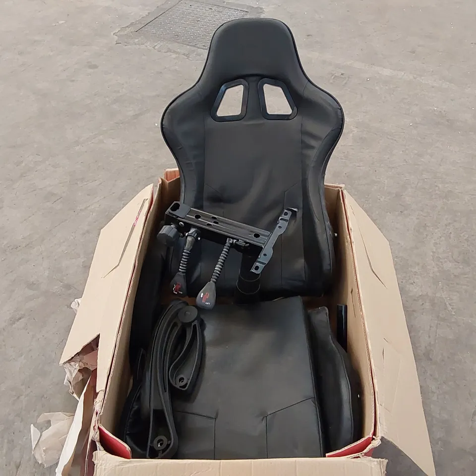 BOXED NEO SWIVEL LEATHER GAMING CHAIR WITH FOOTREST - BLACK (1 BOX)