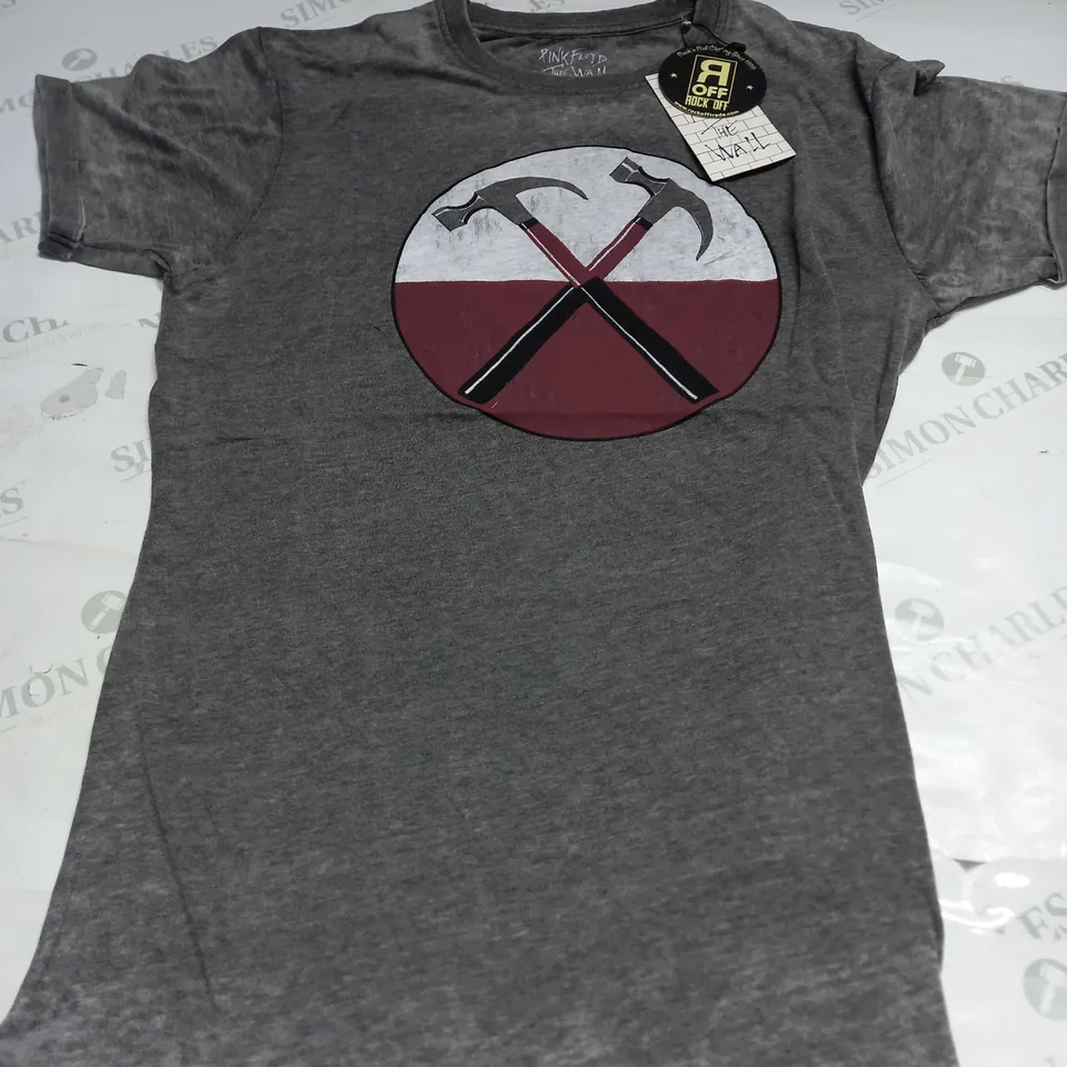 ROCK OFF PINK FLOYD THE WALL HAMMERS UNI BURNOUT T-SHIRT IN GREY - LARGE