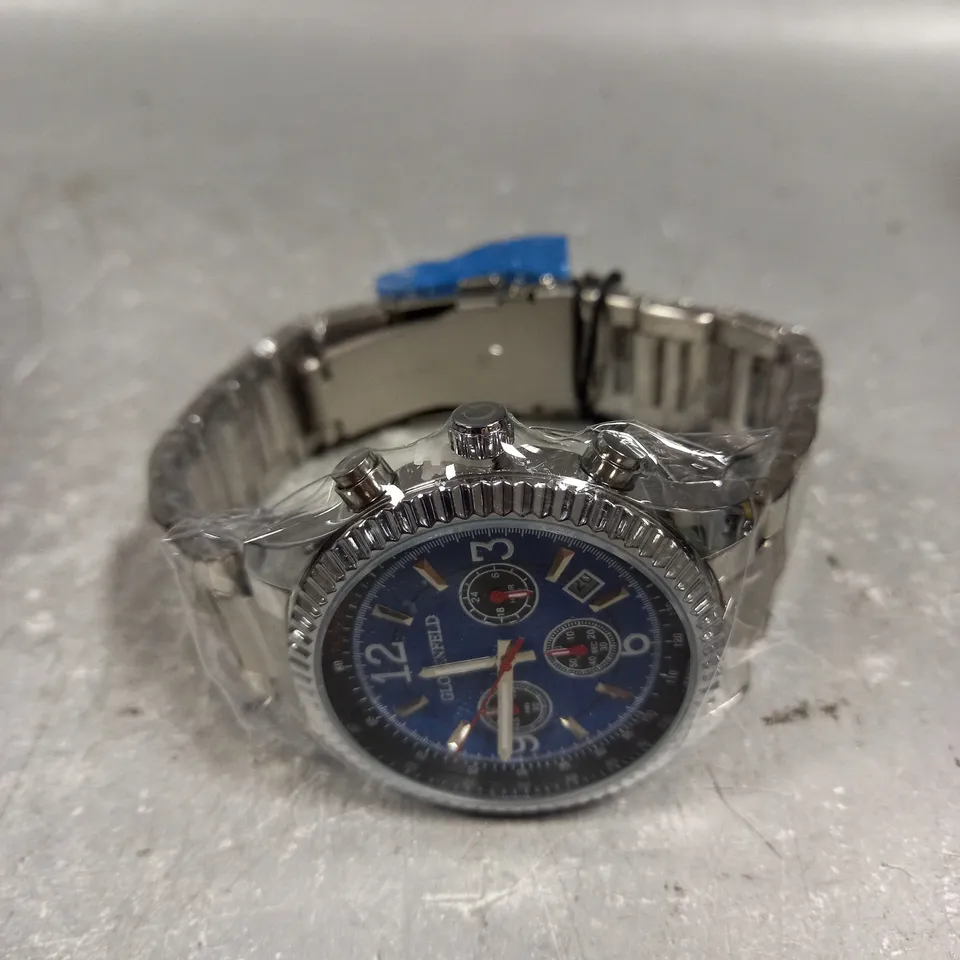 GLOBENFELD EXPEDIENT STEEL BLUE DIAL WATCH 