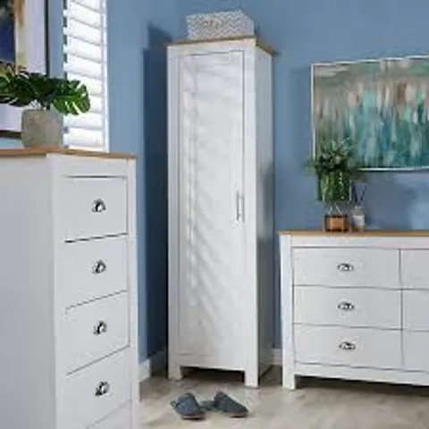 BOXED HOME SOURCE CAMDEN SINGLE DOOR WHITE BEDROOM SLIM WARDROBE (1 BOX)