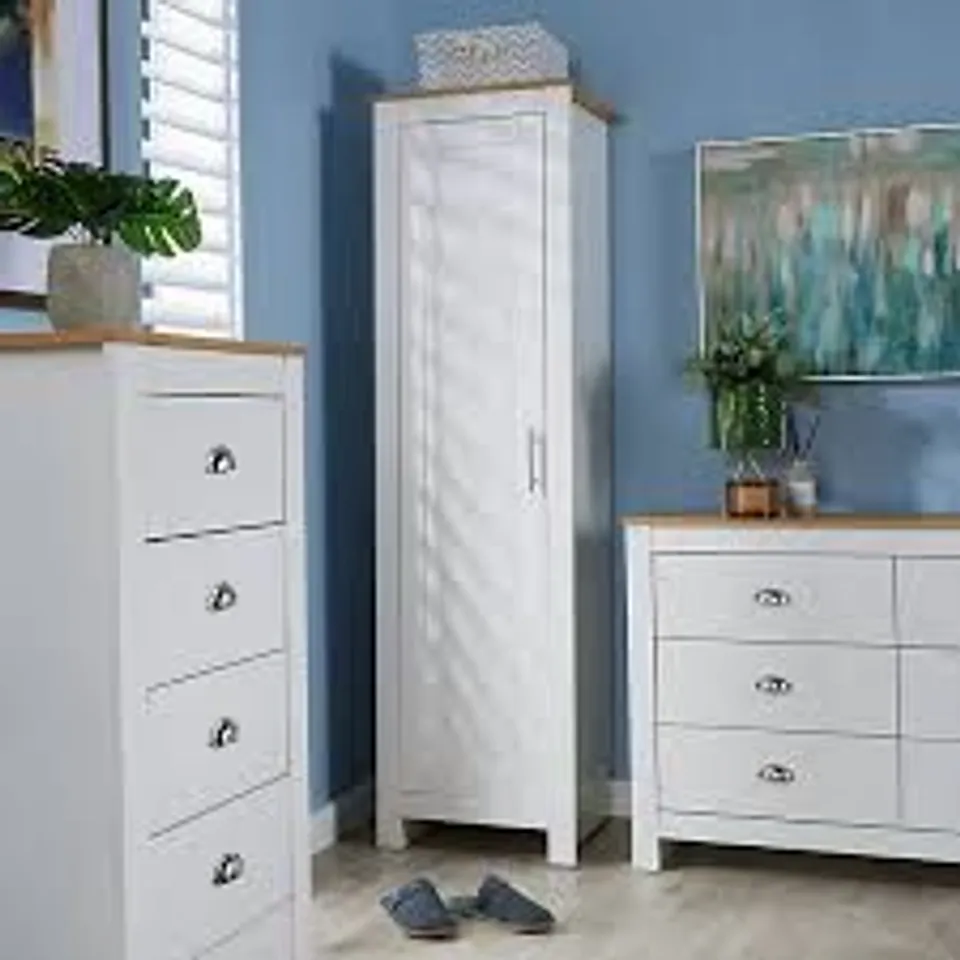BOXED HOME SOURCE CAMDEN SINGLE DOOR WHITE BEDROOM SLIM WARDROBE (1 BOX)