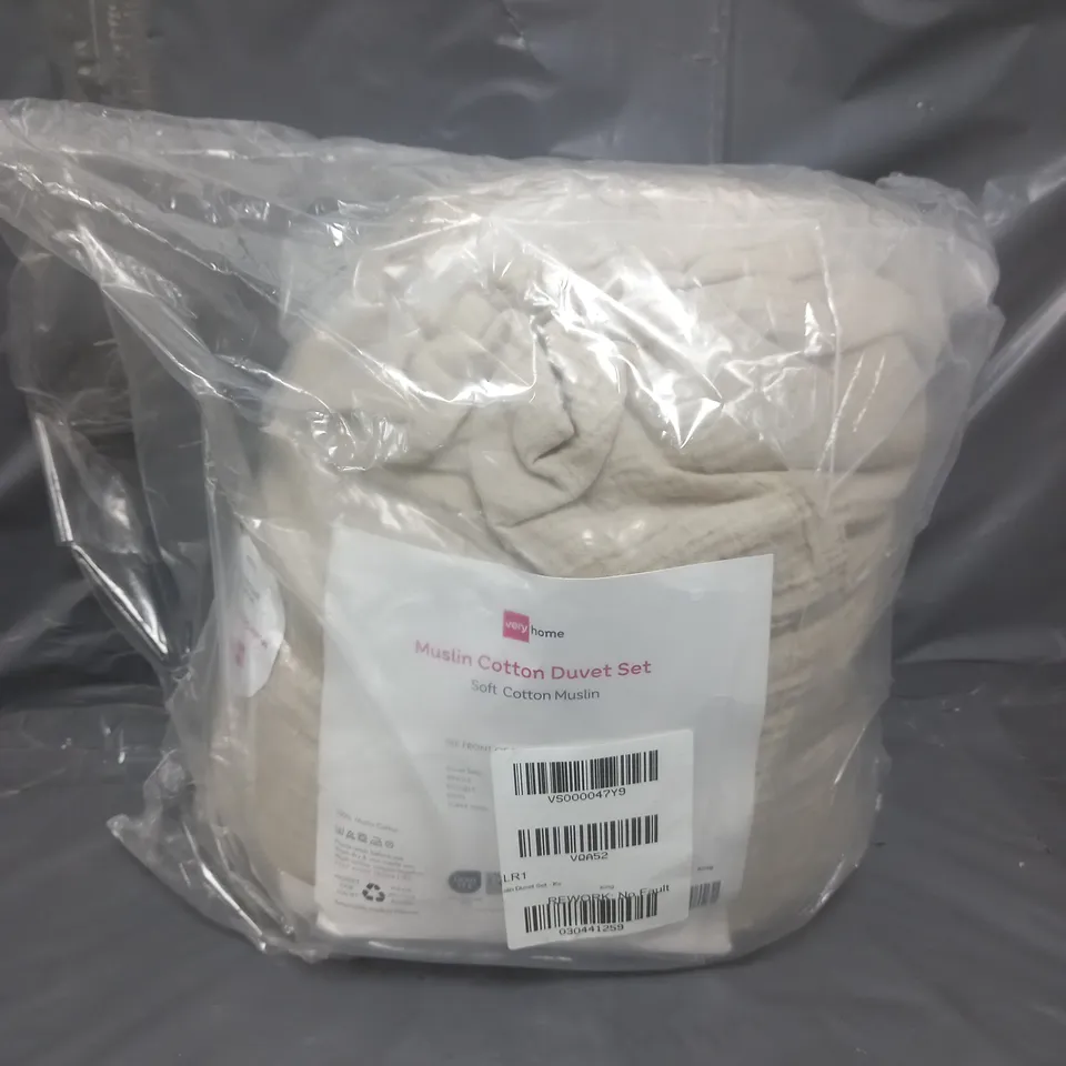 VERY HOME MUSLIN DUVET COVER SET IN NATURAL RRP £50