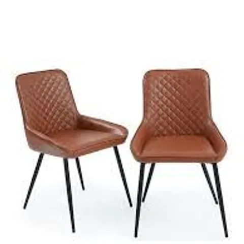 2 SORENA TAN QUILTED CHAIRS - COLLECTION ONLY