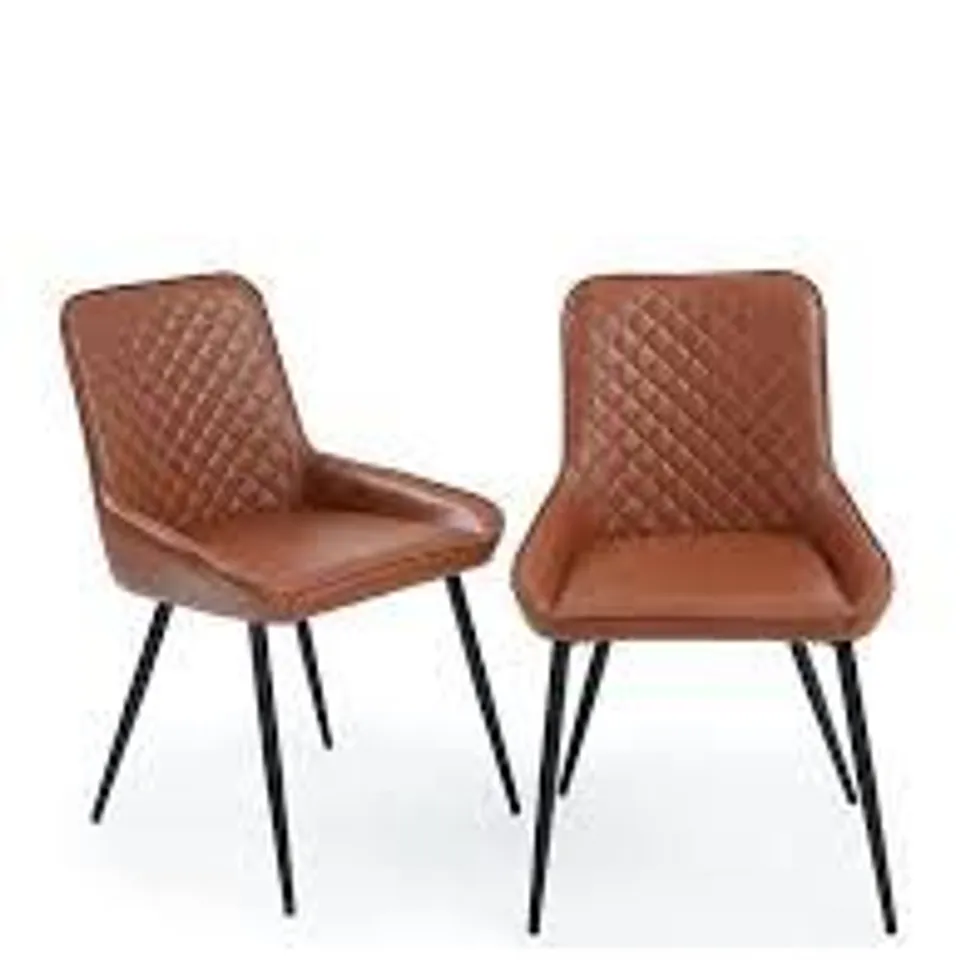 2 SORENA TAN QUILTED CHAIRS - COLLECTION ONLY 