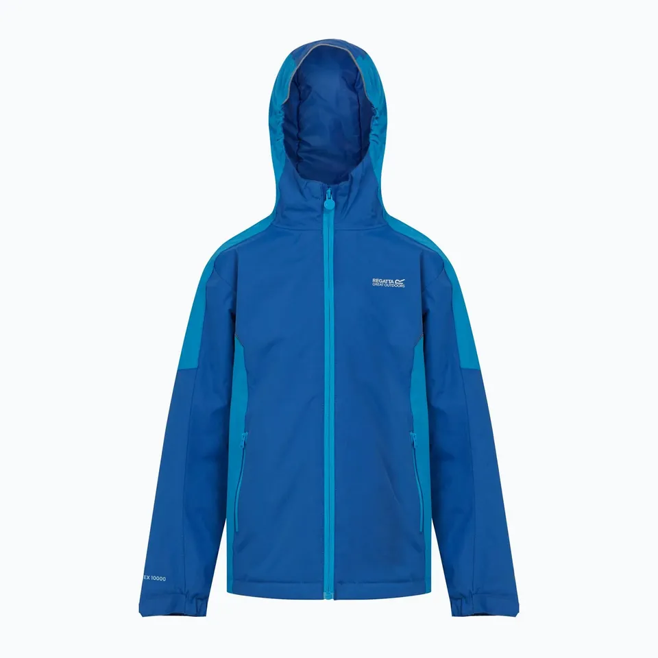 BRAND NEW REGATTA KIDS HURDLE V WATERPROOF JACKET IN OLYMPIC BLUE/HYDRA BLUE SIZE UK 5-6 YEARS
