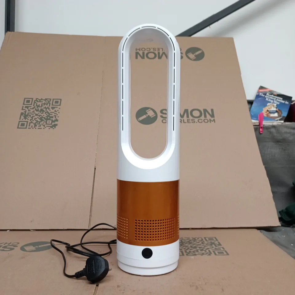 BLADELESS TOWER FAN WITH OVAL AIR LOOP – WHITE AND COPPER BASE 