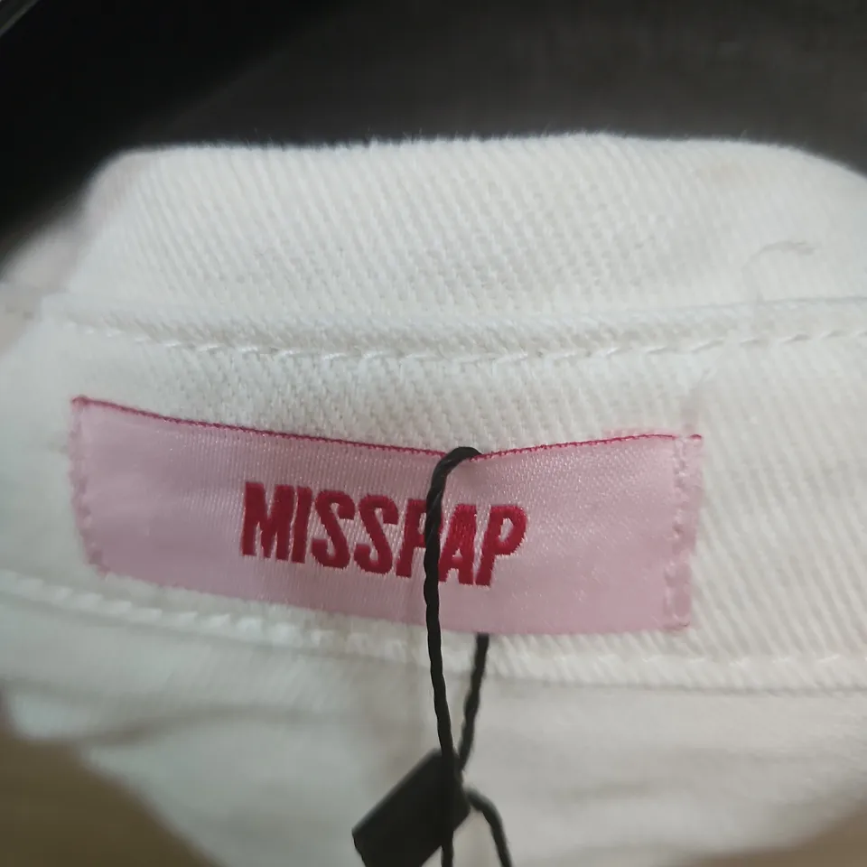 MISSPAP PINTUCK WAIST DENIM DRESS - ECRU - SIZE 8 