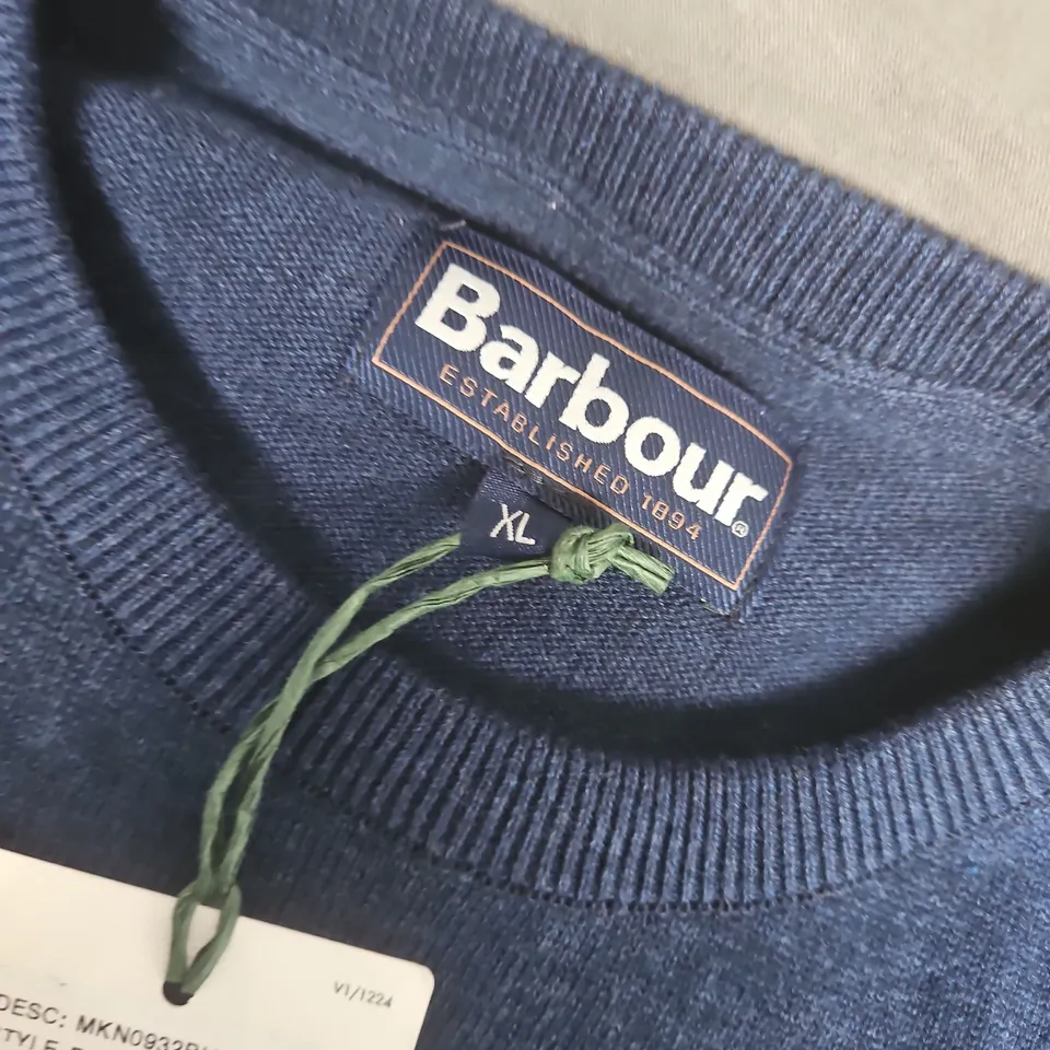 BARBOUR PIMA COTTON CREW NECK SWEATER IN INKY MARL - XL