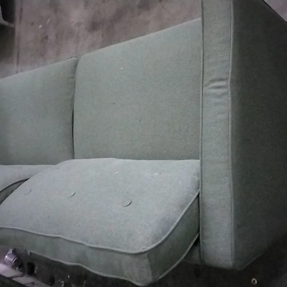 DESIGNER OLIVE GREEN FABRIC 3 SEATER BUTTONBACK SOFA