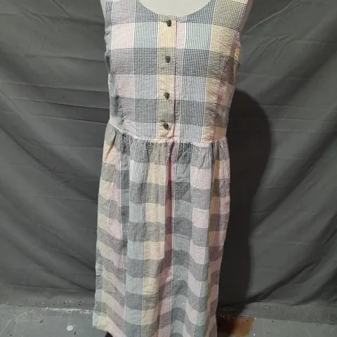 SEASALT CORNWALL MUTLI-COLOURED CHECK DRESS - UK 8