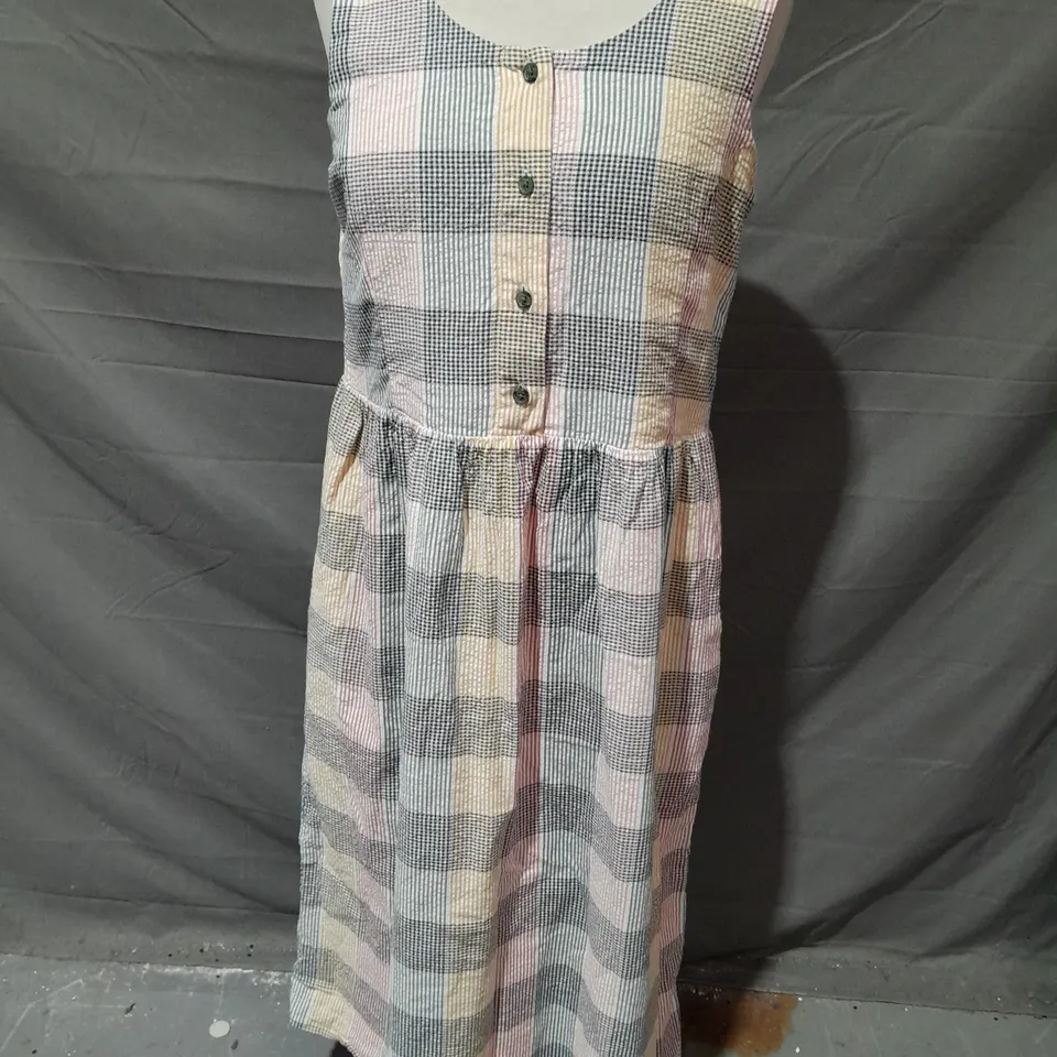 SEASALT CORNWALL MUTLI-COLOURED CHECK DRESS - UK 8