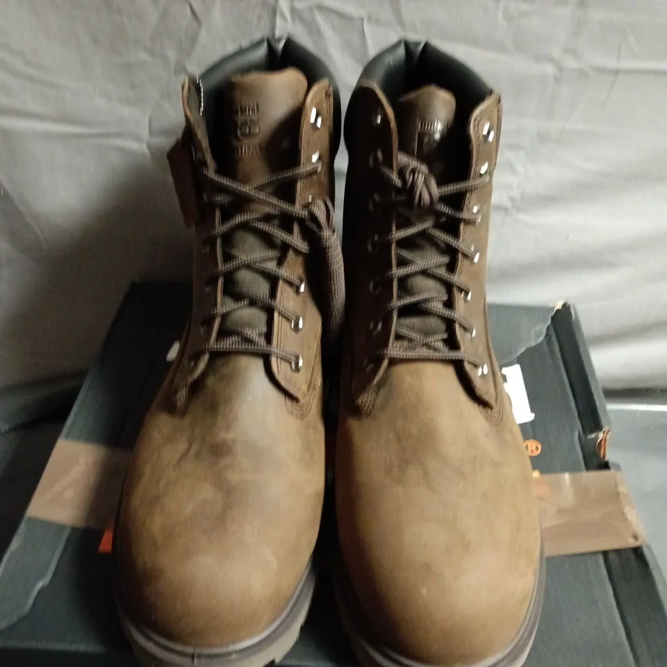 BOXED PAIR OF TIMBERLAND PRO LEATHER WORK BOOTS -  UK SIZE 10.5