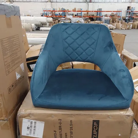 PAIR OF BLUE VELVET BARSTOOLS (1 BOX)