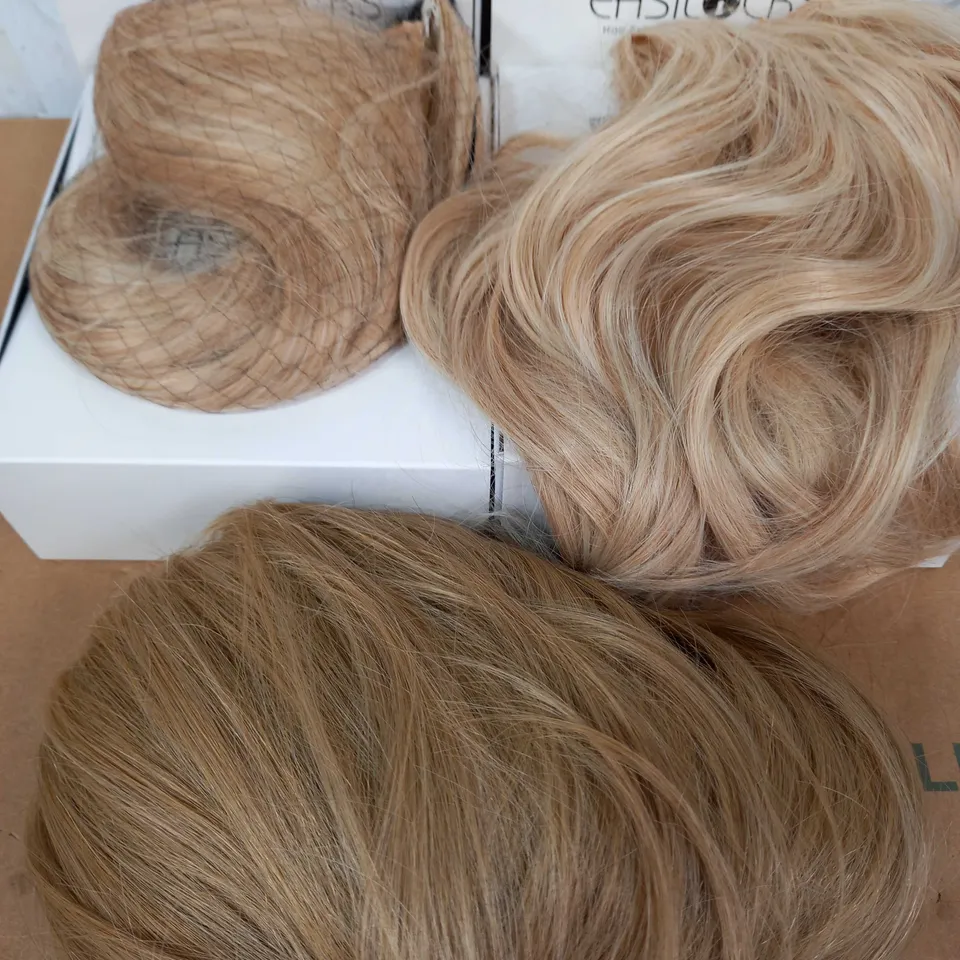 EASILOCKS HAIR BUNDLE OF 5 BOXES: MALIBU BLONDE - 1 EACH OF 14" BLOWDRY CLIP-IN, EXTRA VOLUME, FRINGE, SCRUNCHIE & AMY WIG