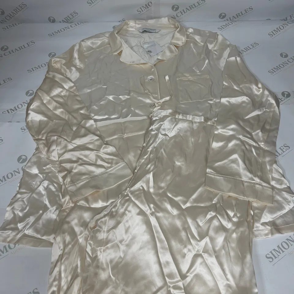 THE WHITE COMPANY BUTTONED SILK PYJAMA SET IN ALABASTER SIZE XL