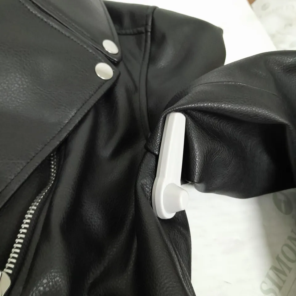 M&S FAUX LEATHER BLACK JACKET - SIZE 12