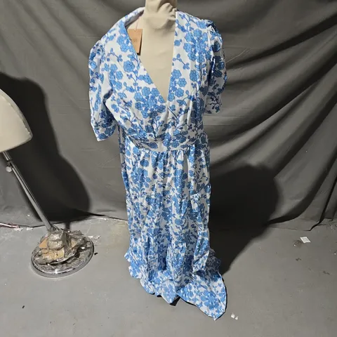BODEN BLUE FLORAL WRAP MAXI DRESS – WOMEN'S CLOTHING 14R
