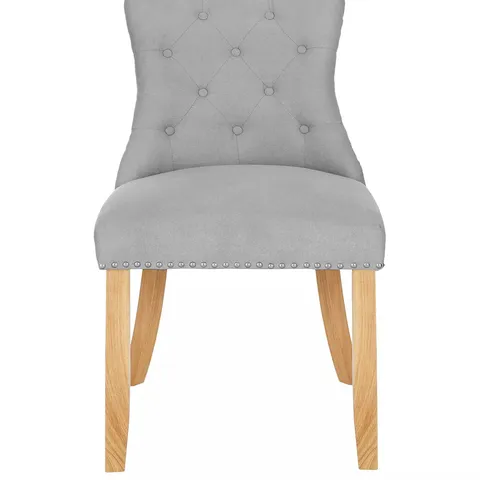 WARWICK CHENILLE PAIR OF STANDARD DINING CHAIR - GREY/OAK EFFECT - COLLECTION ONLY
