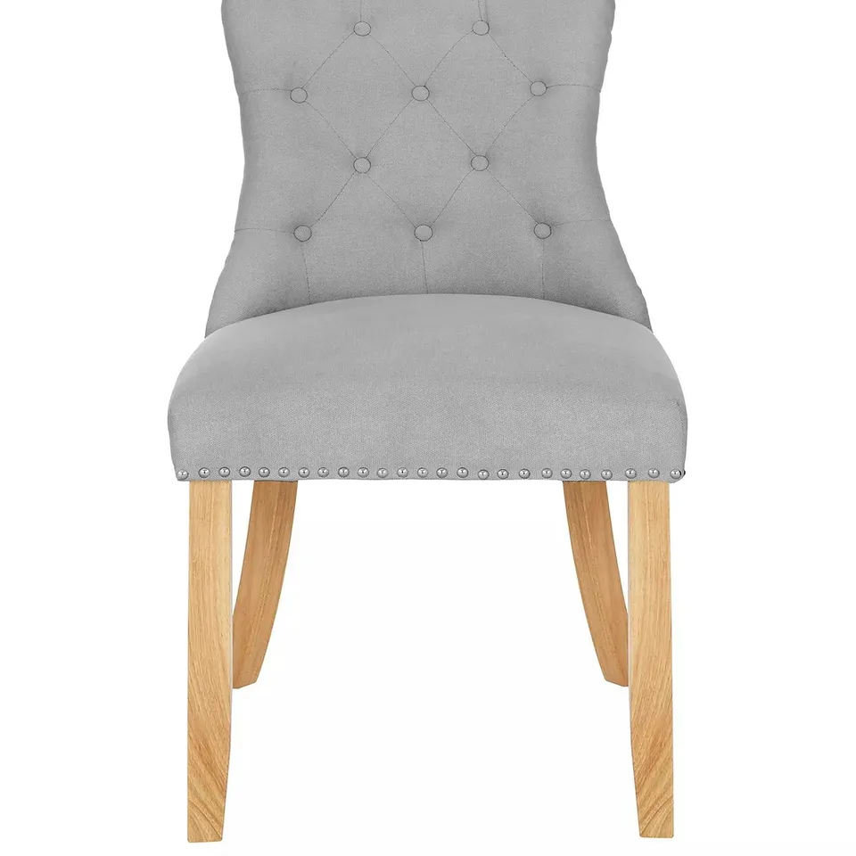 WARWICK CHENILLE PAIR OF STANDARD DINING CHAIR - GREY/OAK EFFECT - COLLECTION ONLY